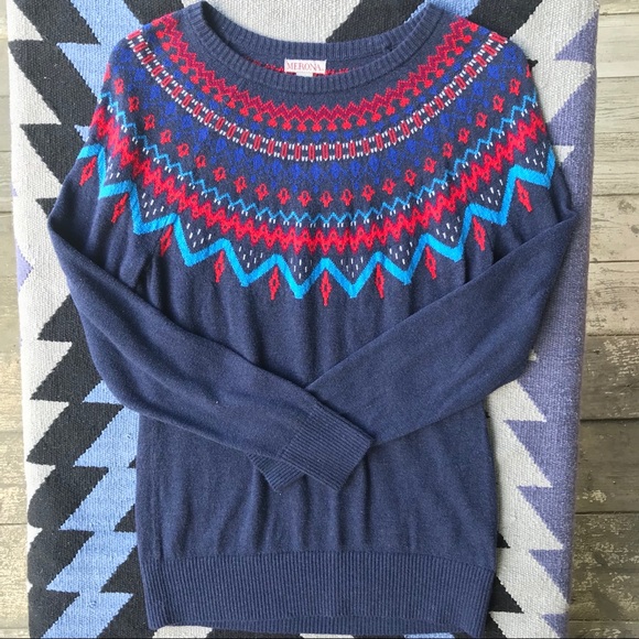 Merona Sweaters - Merona - fair isle light weight navy sweater